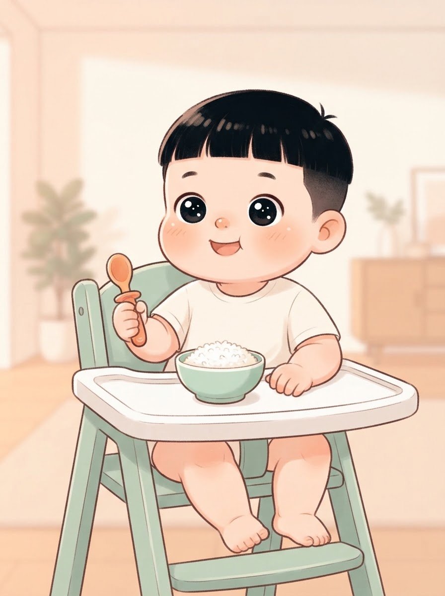 Gấu tự xúc cơm thật ngoan